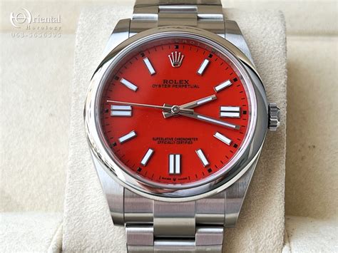 rolex oyster perpetual coral dial.|rolex oyster perpetual size chart.